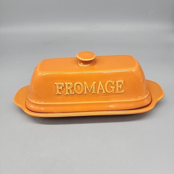 Gourmet Du Village Orange Cheese Fromage Baker Dish / Butter Dish ~ Burnt Orange - Picture 3 of 6